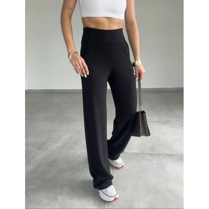 Yüksek Bel Siyah Palazzo Pantolon