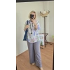 Lila Pastel Çiçekli Bluz