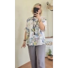 Beyaz Bahar Buketi Keten Gömlek