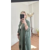 Haki Keten Uzun Hırka