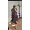 Çikolata Kahve Doğal Dokulu Elbise