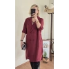 Bordo Kruvaze Uzun Ceket
