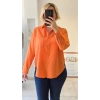 Canlı Turuncu Cepli Basic Gömlek