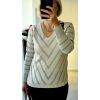 Simli Çizgili V Yaka Kazak