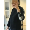 Siyah Ekose Detaylı Katmanlı Sweatshirt