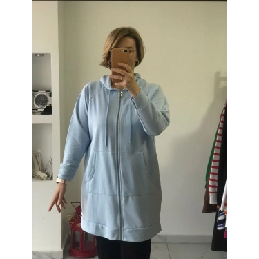 Bebek Mavisi Fermuarlı Hırka