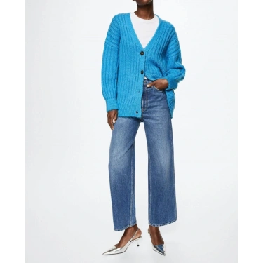 Canlı Turkuaz Örgü Hırka