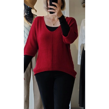 Kırmızı Salaş Kesim Triko