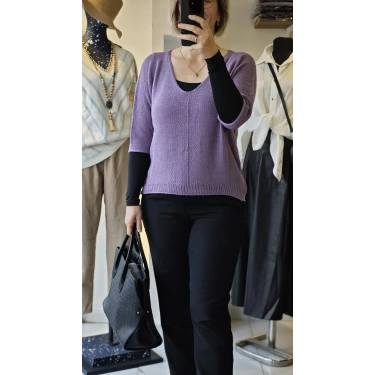 Lavanta Örgü V Yaka Triko