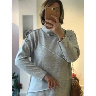 Melanj Gri Modern Kesim Sweatshirt
