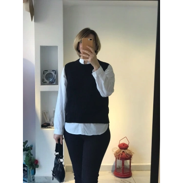 Siyah Örme Süveter Yelek