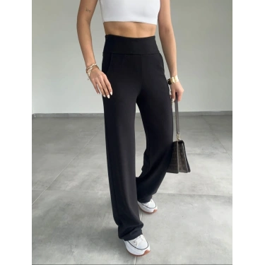 Yüksek Bel Siyah Palazzo Pantolon