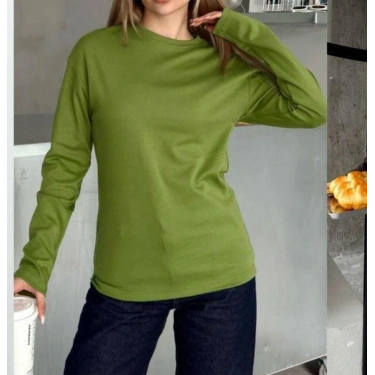 Zeytin Yeşili Basic Uzun Kollu Tişört