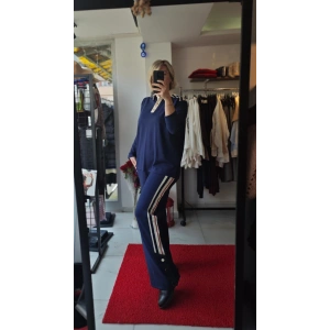 Lacivert Şerit Detaylı Polo Takım