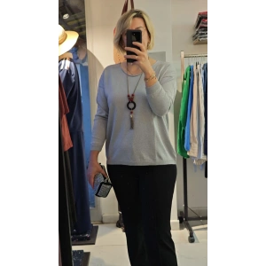 Açık Gri Simli Bluz