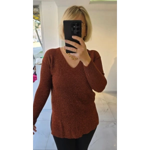 Bakır Simli V Yaka Triko