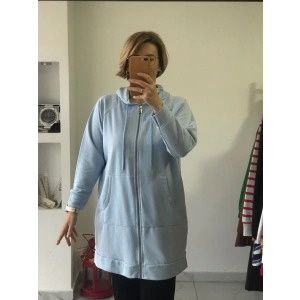 Bebek Mavisi Fermuarlı Hırka