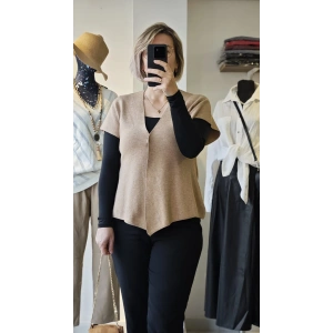 Bej Örme Kısa Kol Hırka