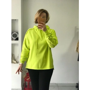 Limon Sarısı Kapüşonlu Sweatshirt