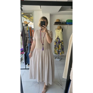 Örme Üst Detaylı Basic Maxi Elbise
