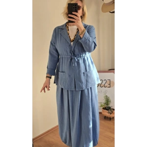 Pudra Mavi Keten Set