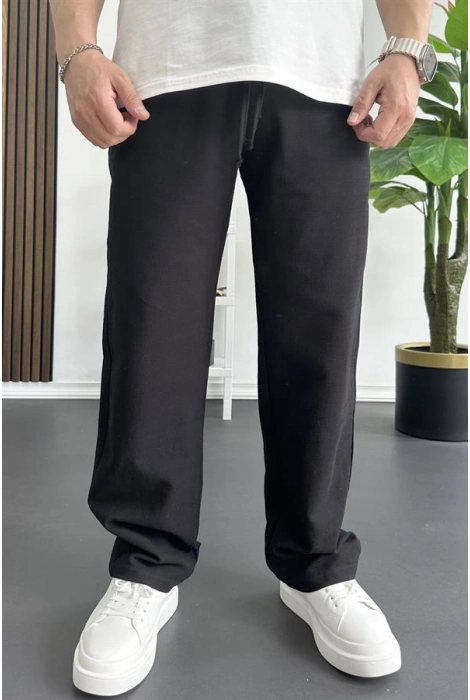 Erkek Beli Lastikli Baggy Kalıp Pantolon Siyah Edw356