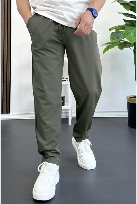 Erkek Beli Lastikli Jogger Pantolon Yeşil Edw354