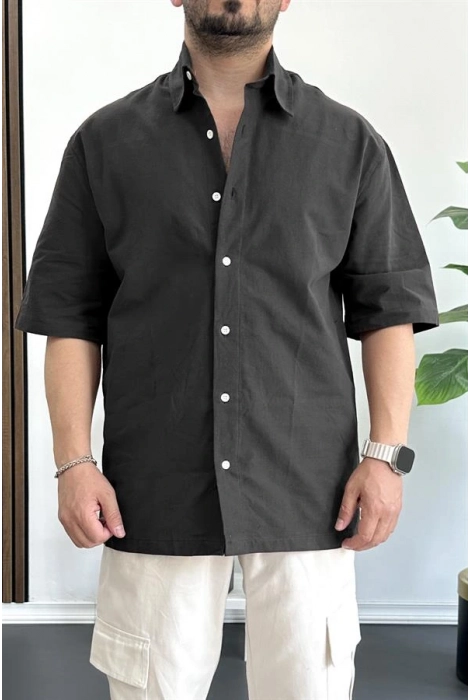 Erkek Oversize Büyük Kalıp Pamuklu Kumaş Siyah edw363