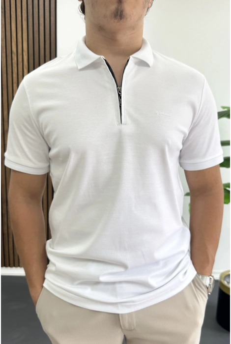 Erkek Pamuklu Soft Polo Yaka Tişört Beyaz Edw500