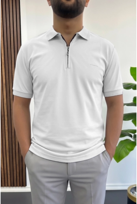 Erkek Pamuklu Soft Polo Yaka Tişört Beyaz Edw500