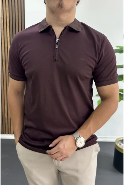 Erkek Pamuklu Soft Polo Yaka Tişört Bordo Edw500