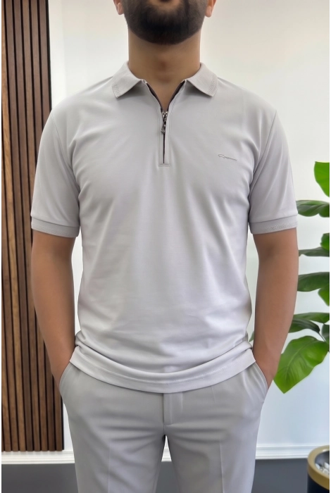 Erkek Pamuklu Soft Polo Yaka Tişört Gri Edw500