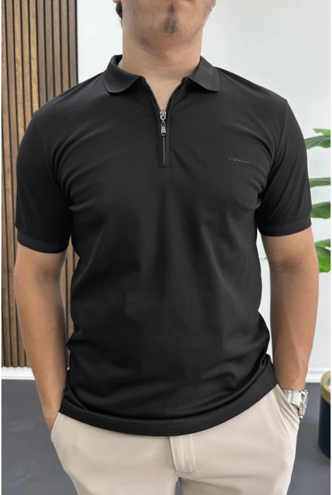 Erkek Pamuklu Soft Polo Yaka Tişört Siyah Edw500