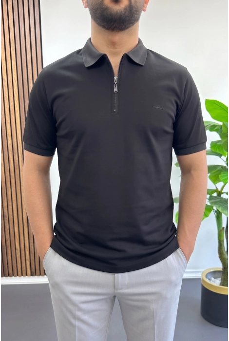 Erkek Pamuklu Soft Polo Yaka Tişört Siyah Edw500