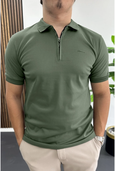 Erkek Pamuklu Soft Polo Yaka Tişört Yeşil Edw500