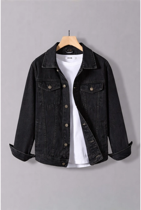 Erkek Regular Denim Kot Ceket Antrasit Edw397