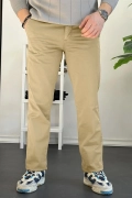 Erkek Pamuklu Chino Pantolon Standart Kalıp Açık Kahve Edw225