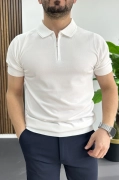 Erkek Polo Yaka Düz Tişört Beyaz Edw455