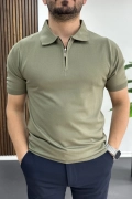 Erkek Polo Yaka Düz Tişört Açık Yeşil Edw455
