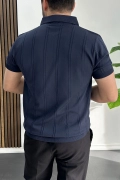 Erkek Desenli Polo Yaka Tişört Lacivert Edw457