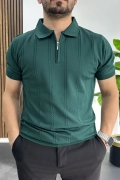 Erkek Desenli Polo Yaka Tişört Yeşil Edw457