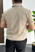 Erkek Çizgi Desenli Polo Yaka Vizon Edw458