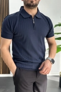 Erkek Çizgi Desenli Polo Yaka Lacivert Edw458