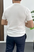Erkek Düz Desen Bisiklet Yaka Tişört Beyaz Edw459