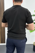 Erkek Düz Desen Bisiklet Yaka Tişört Siyah Edw459