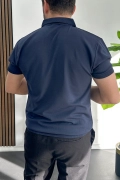 Erkek Desenli Polo Yaka Tişört Lacivert Edw460
