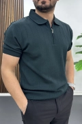 Erkek Nokta Desenli Polo Yaka Tişört Yeşil Edw462