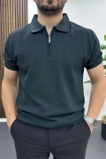Erkek Nokta Desenli Polo Yaka Tişört Yeşil Edw462