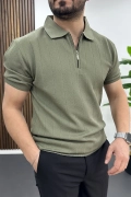 Erkek Nokta Desenli Polo Yaka Tişört Açık Yeşil Edw462