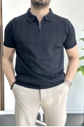 Erkek Slim Fit Fermuarlı Polo Yaka Tişört Lacivert Edw452
